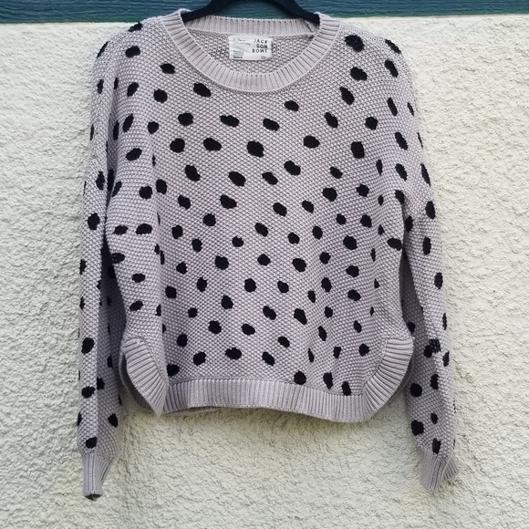 Jackson Rowe Chukar polka dot sweater in stone black medium - Picture 1 of 5
